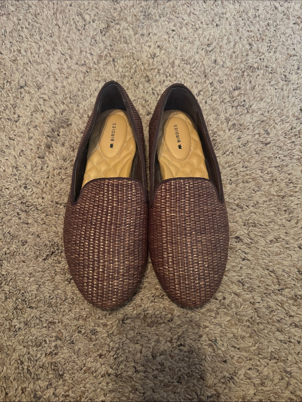Birdies Woven Chocolate Brown Slip-On Loafers 7.5